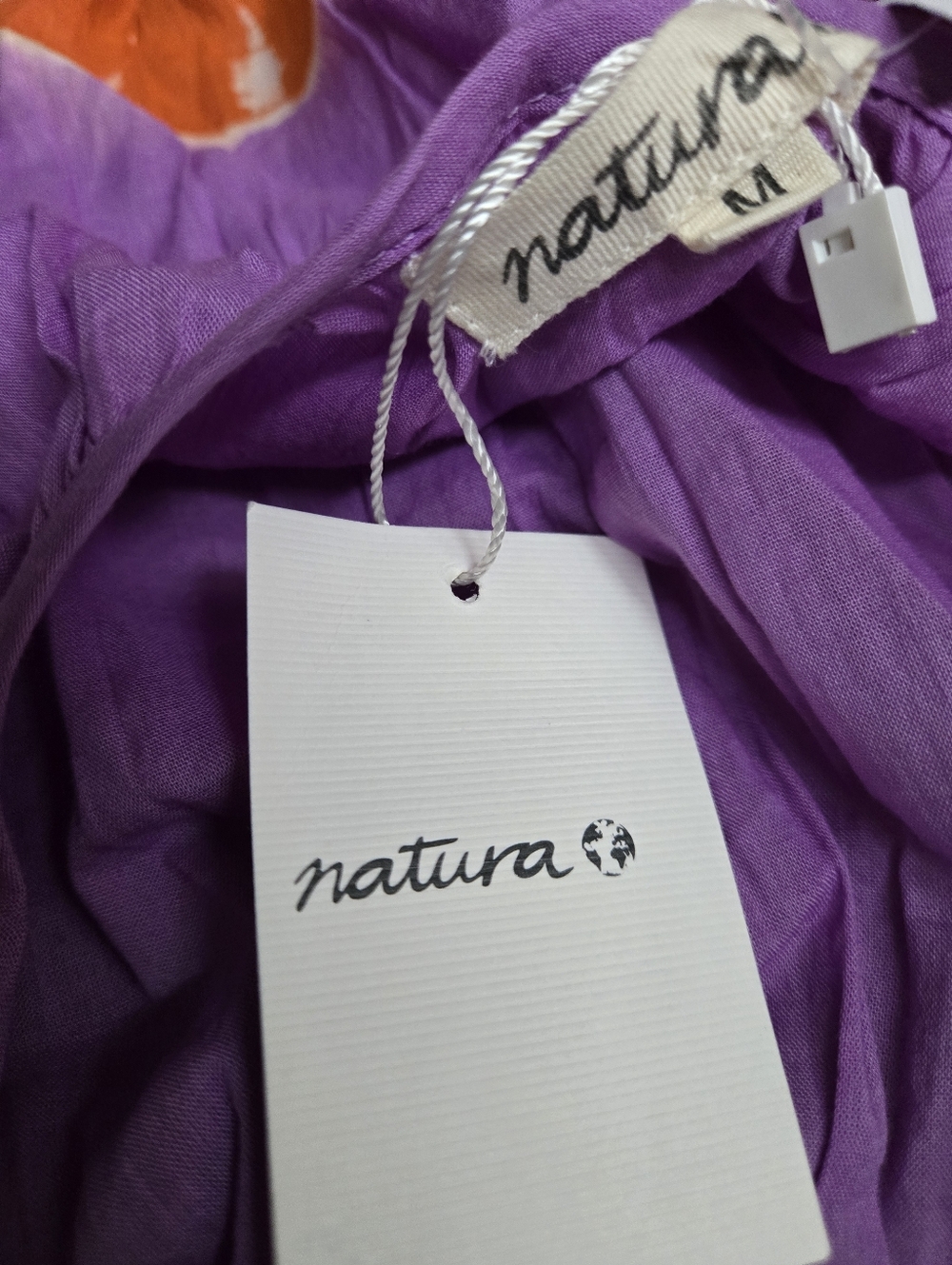 NWT Natura Purple Dress With Orange Tie-dye Circles Size M - Picture 4 of 7